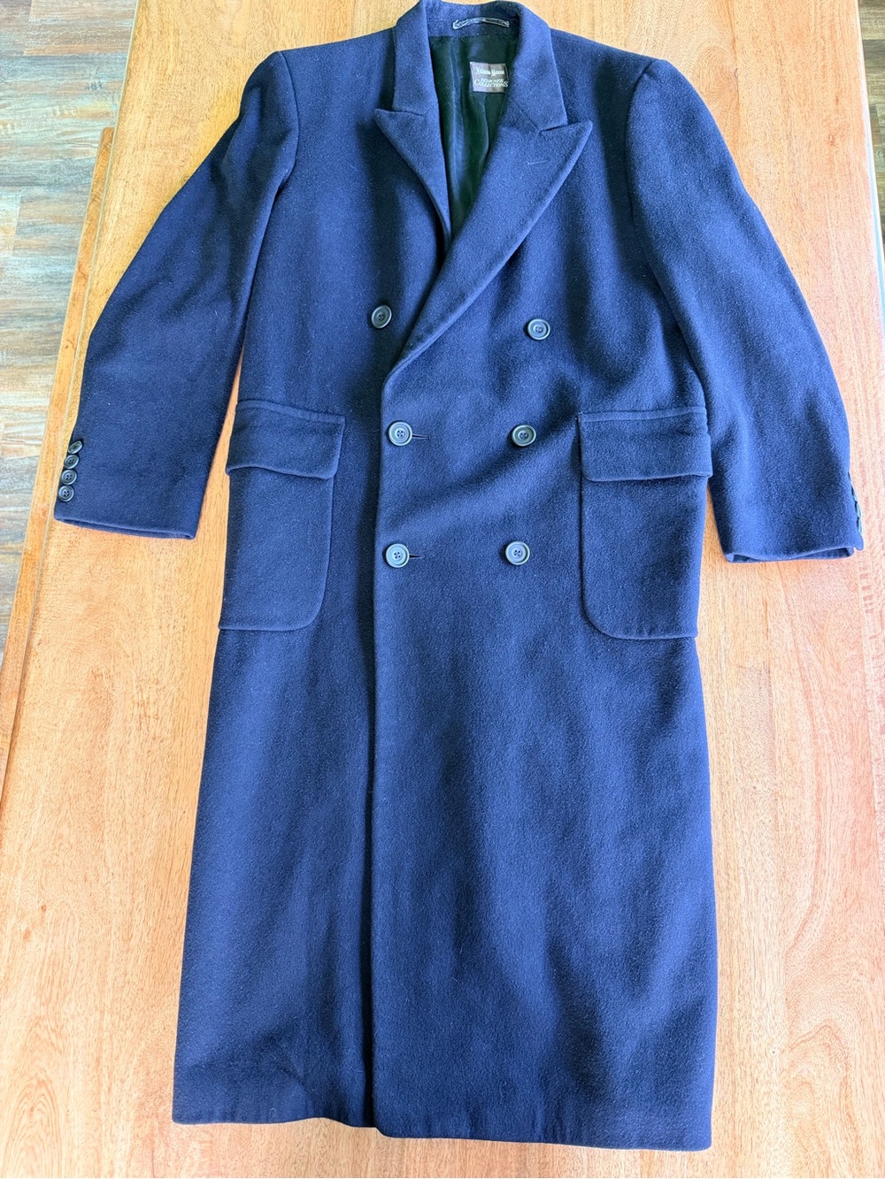 Classic Men's Double-Breasted Overcoat - Navy